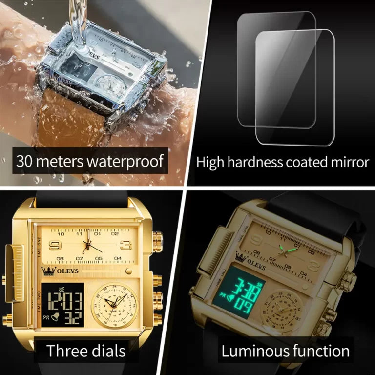 Olevs 1101 Digital Analog Square watch