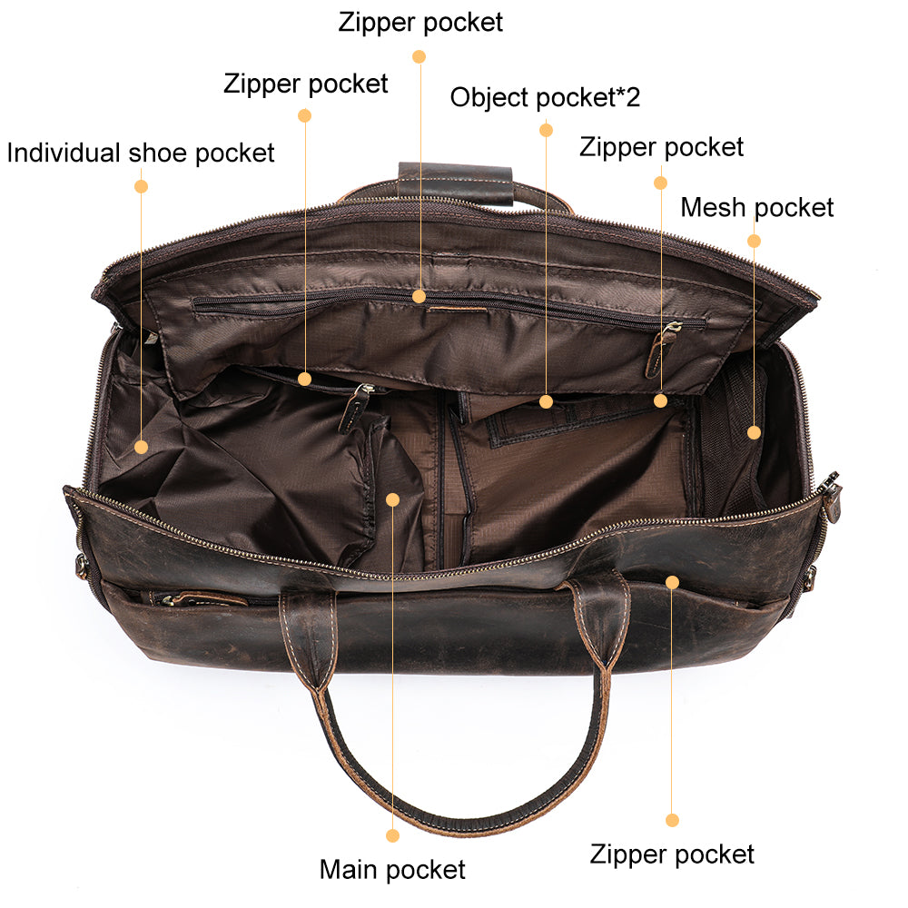 Crazy Horse Leather Travel Bag