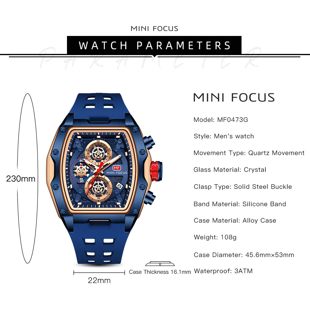 MINIFOCUS 0473G Men Chronograph Silicone Strap Watch