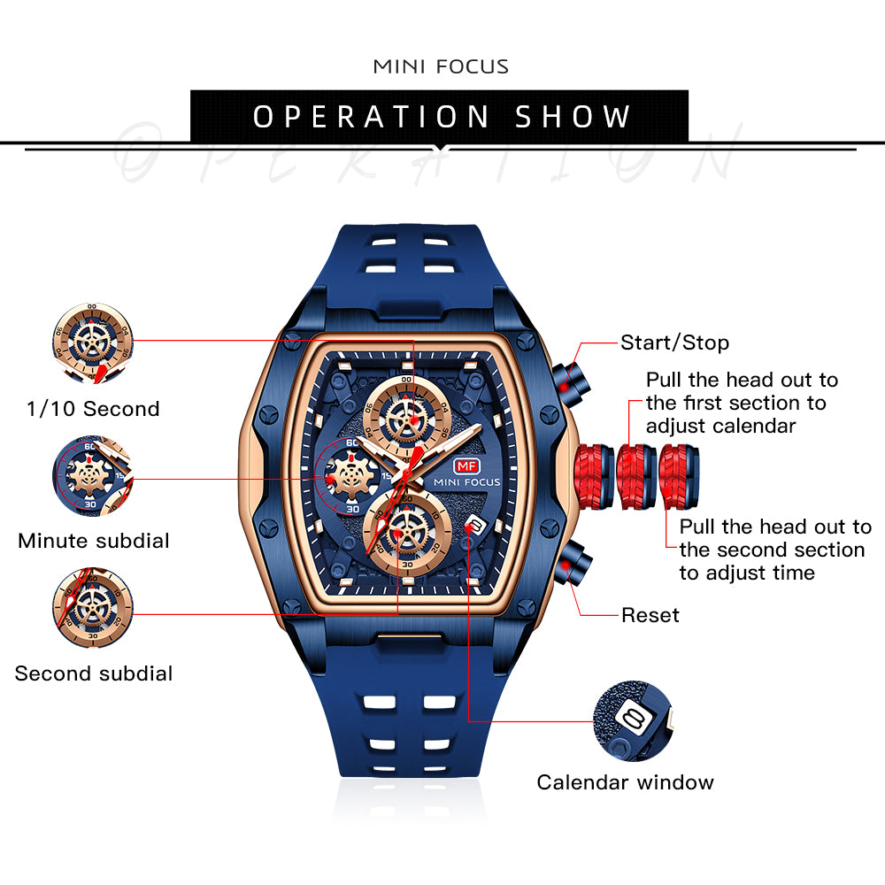 MINIFOCUS 0473G Men Chronograph Silicone Strap Watch