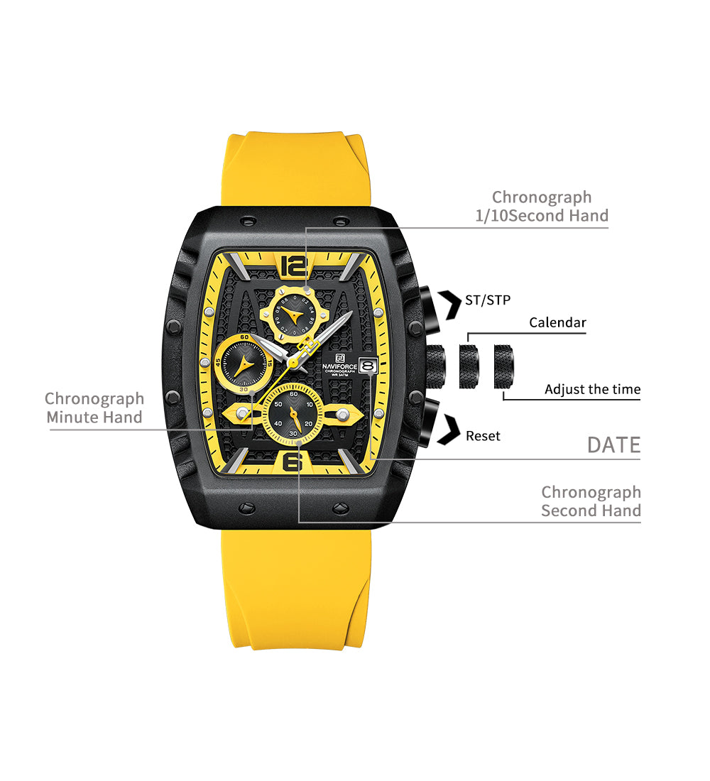 NAVIFORCE 8025 Colorful Square Case Chronograph Sport Watch