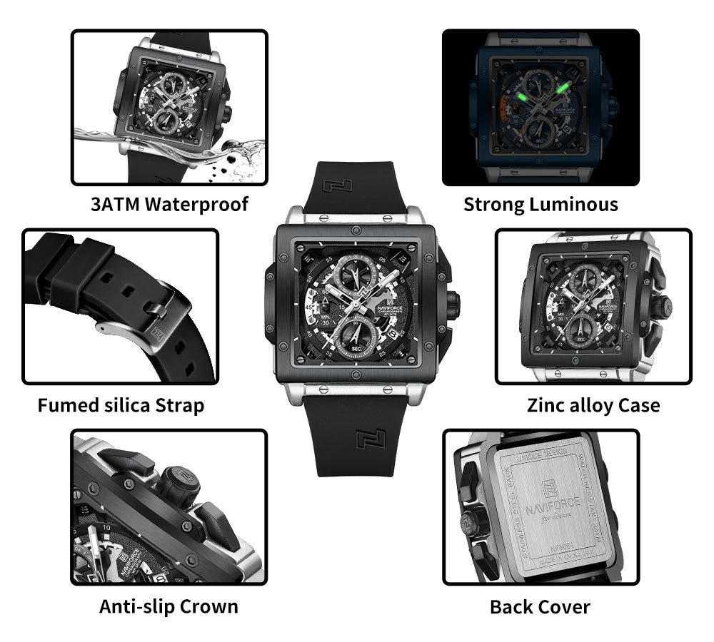 Naviforce 8064 Square Chronograph Men Watch