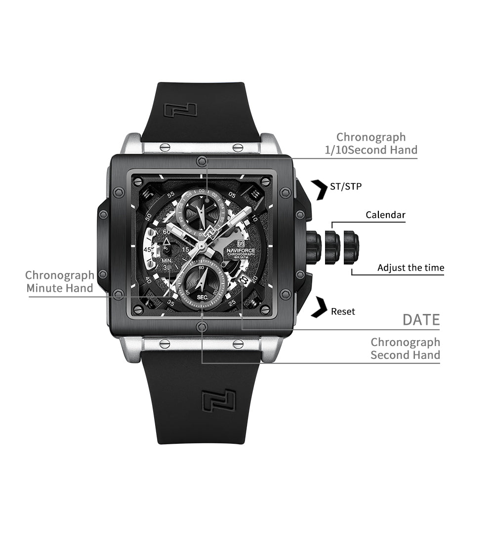 Naviforce 8064 Square Chronograph Men Watch