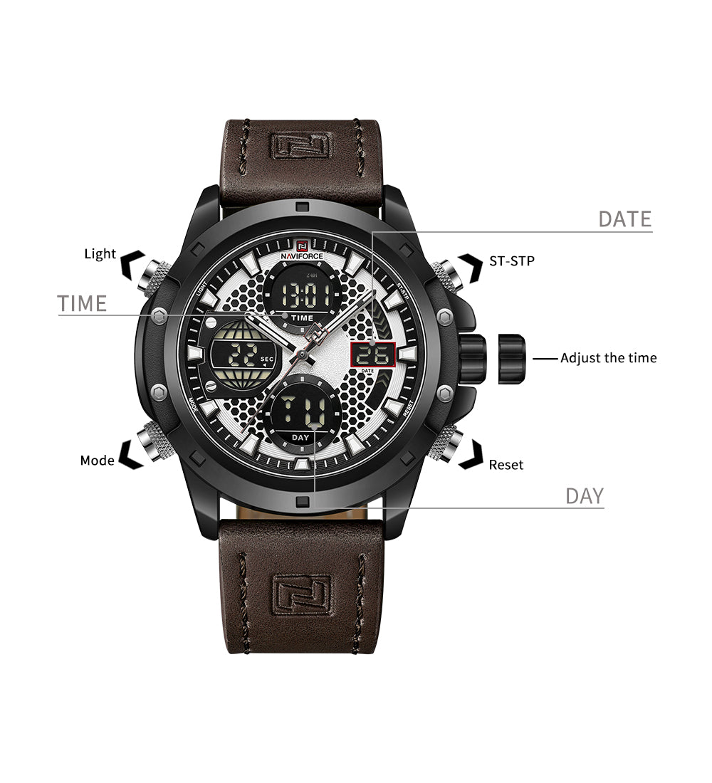 NNaviforce 9225 Men’s Multi-Function Genuine Leather Watch
