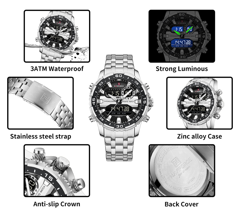 Naviforce 9234 Multi-Function Dual-Display Heavy Machinery Design Watch