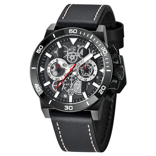 Benyar  5197 Leather strap Military chronograph Watch