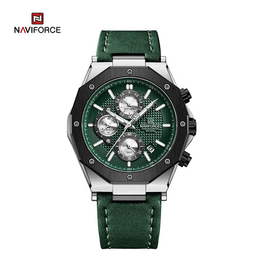 NAVIFORCE 8028 Leather Strap Sports Chronograph  Watch