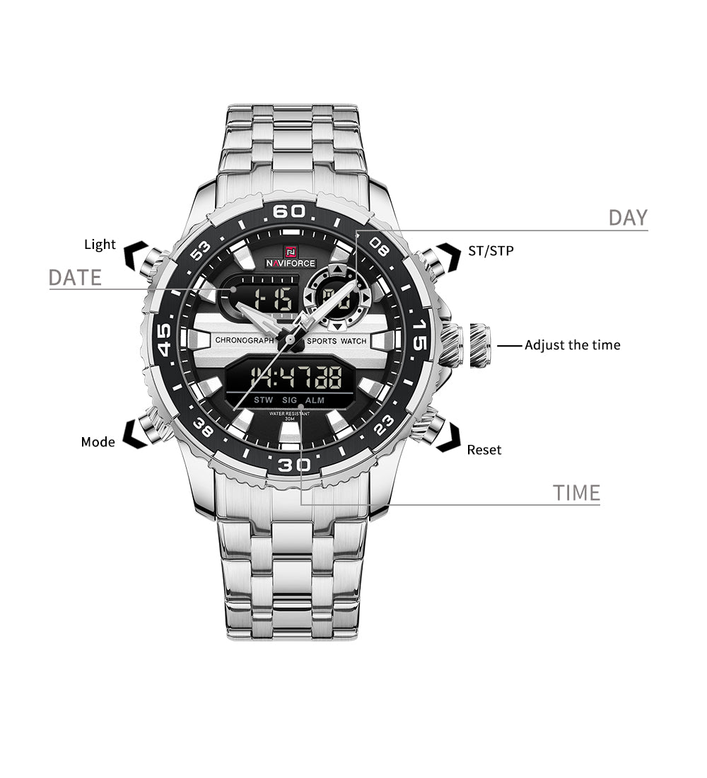 Naviforce 9234 Multi-Function Dual-Display Heavy Machinery Design Watch
